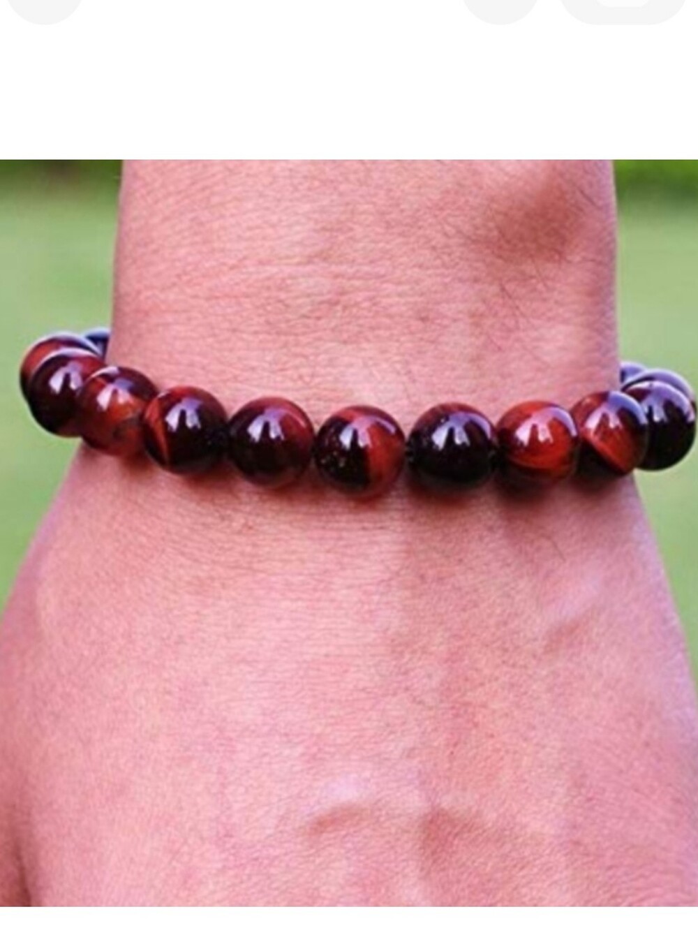 Polished Red Tiger's Eye Beaded Gemstone Bracelet in 8mm Beads